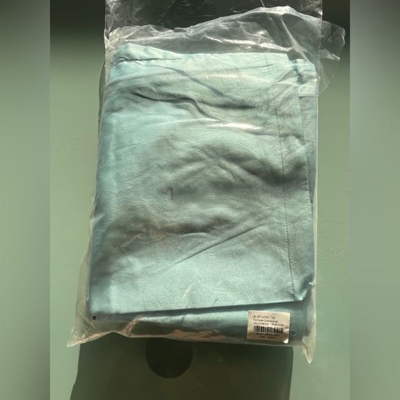 JS Affluence Queen Duvet Cover + 2 Shams Set Turquoise Mocha 100% Cotton Sateen - Picture 4 of 16